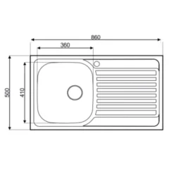 Lavello da incasso 1 vasca sx gocciolatoio dx 86x50 cm inox