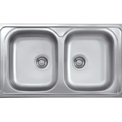 Lavello da incasso 2 vasche 86 cm inox
