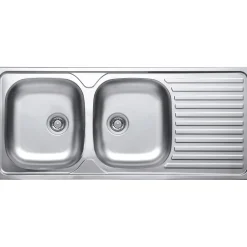 Lavello da incasso 2 vasche sx 116 cm inox