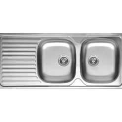 Lavello da incasso 2 vasche dx 116 cm inox