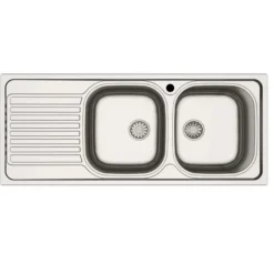 Lavello da incasso 2 vasche dx gocciolatoio sx 116x50 cm inox