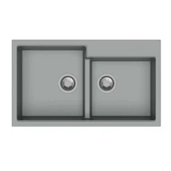 Lavello da incasso in quarzo 2 vasche 86x50 cm grigio