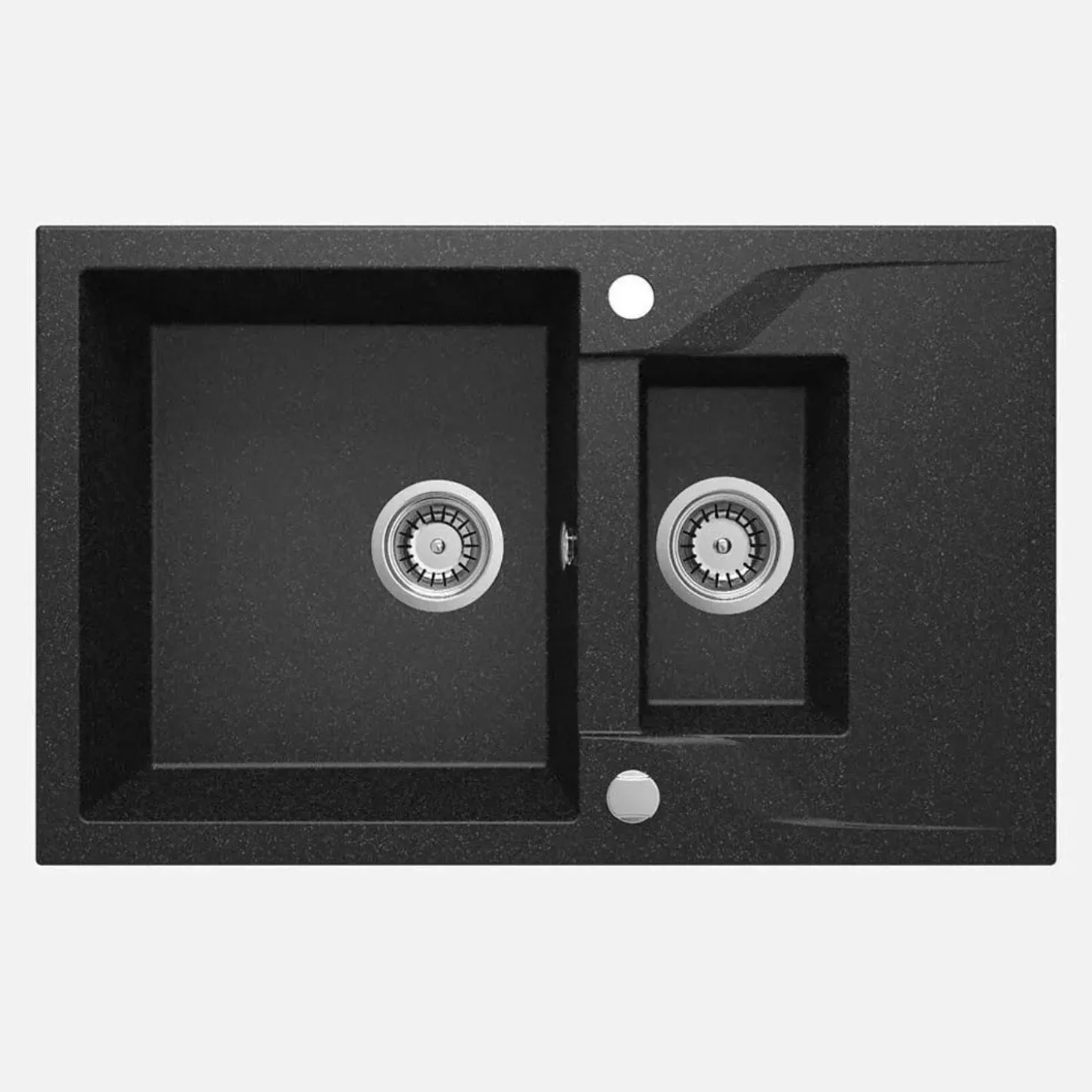 Lavello granito 1.5 vasche gocciolatoio Idrostile sifone 490x194 mm grafite