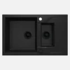 Lavello granito 1.5 vasche gocciolatoio Idrostile sifone 490x194 mm nero