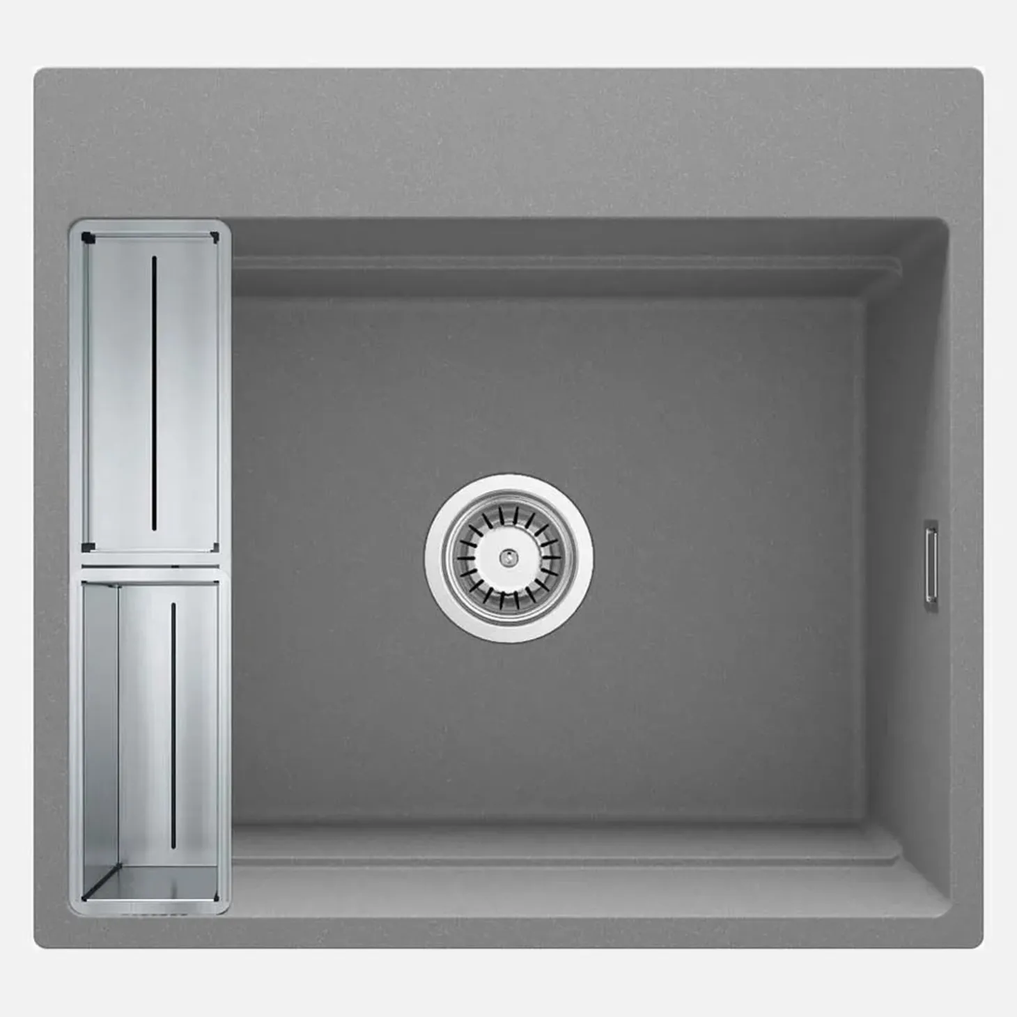 Lavello granito magnetico 1 vasca Idrostile sifone 520x220 mm grigio