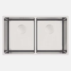 Lavello incasso 2 vasche Idrostile con sifone 440x200 mm acciaio spazzolato