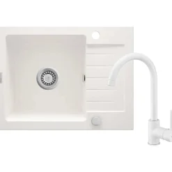 Lavello rubinetto 1 vasca gocciolatoio Idrostile Martí 440x164 mm Alabastro