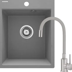 Lavello rubinetto 1 vasca Idrostile Bayamo 500x211 mm grigio metallizzato