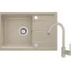 Lavello rubinetto 1 vasca gocciolatoio Amancio sifone 440x164 mm sabbia
