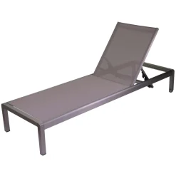Lettino in alluminio Seattle 197x64x30 cm grigio