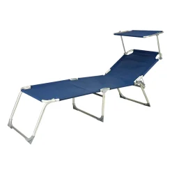 Lettino pieghevole alluminio e textilene con tetto 190x58 cm H 42 cm