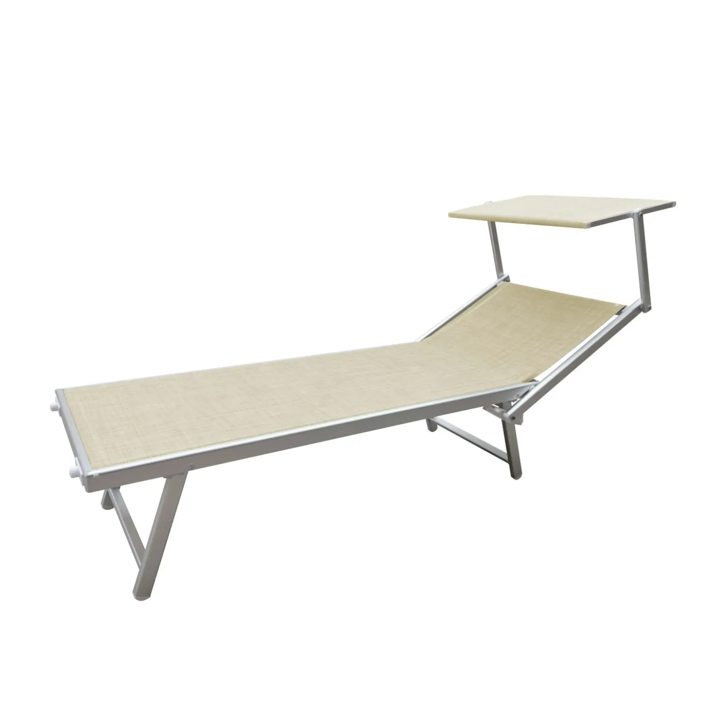Lettino prendisole pieghevole alluminio e Textilen 183x58 cm H 36 cm ecrù