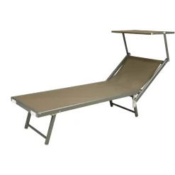 Lettino prendisole pieghevole alluminio e Textilen 183x58 cm H 36 cm grig