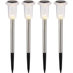 Luci solari da giardino LED in acciaio inox Ø 54 mm 3500K Set 4 pz