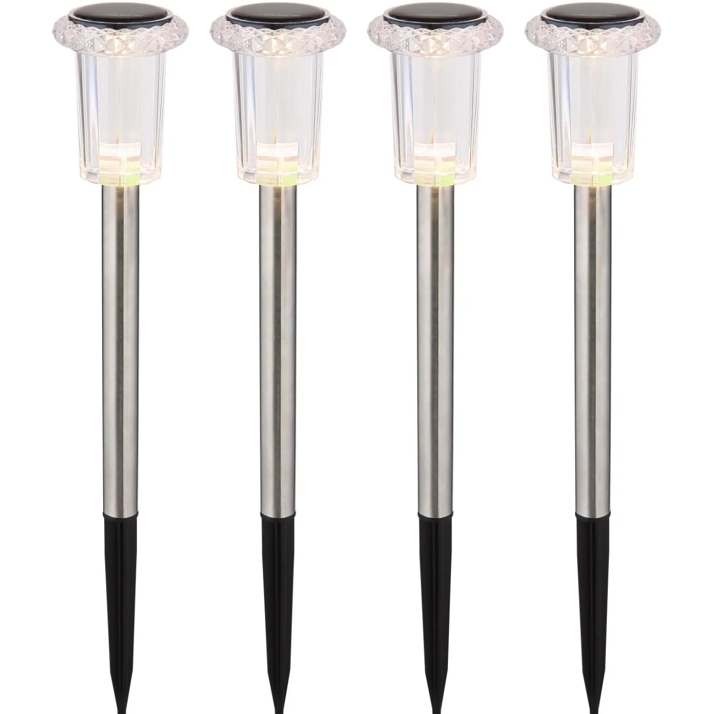 Luci solari da giardino LED in acciaio inox Ø 54 mm 3500K Set 4 pz