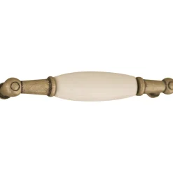 Maniglia in zama-ceramica interasse 96 mm argento antico-bianco