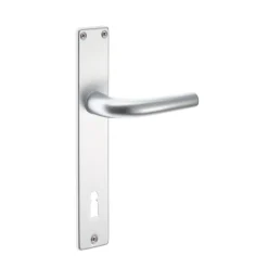 Maniglia Uno alluminio con placca foro patent argento 90 mm