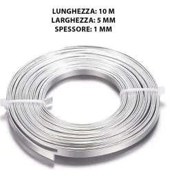 Matassina da 10 m di filo in alluminio piatto argento