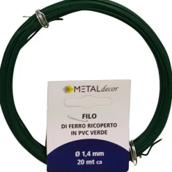 Matassina filo di ferro ricoperto in pvc verde diam. 1,4 mm - 20 mt