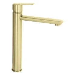 Miscelatore lavabo Rodas alto oro spazzolato H70 L265 P495 mm