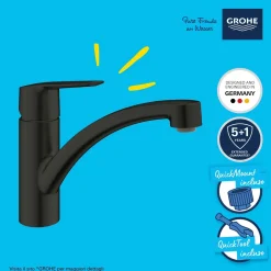 Miscelatore per lavello monocomando Grohe QuickFix Start Nero
