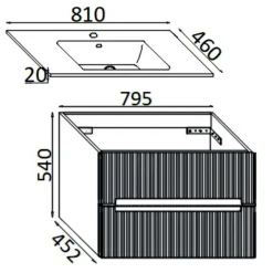 Mobile bagno base con lavabo in ceramica sospeso Zeus 81x46 cm legno chiaro