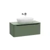 Mobile bagno base lavabo sospeso 1 cassetto Integra Round 100 cm matt green