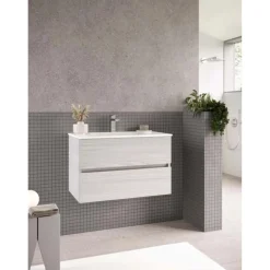 Mobile bagno con lavabo integrale sospeso Zeno 52x46x81 cm legno