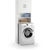 Mobile multiuso doppia anta 4 ripiani con vano per lavatrice 65x32x195 cm bianco