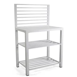 Mobile da esterno 2 ripiani in alluminio bianco 90x56x141 cm