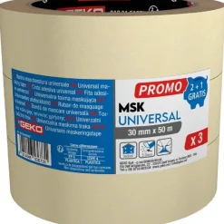 Nastro adesivo in carta solvente 30 mm x 50 m bianco 3 pz