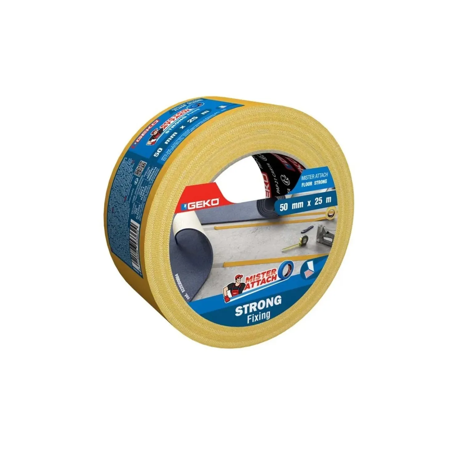 Nastro biadesivo con garza 50 mm x 25 m bianco