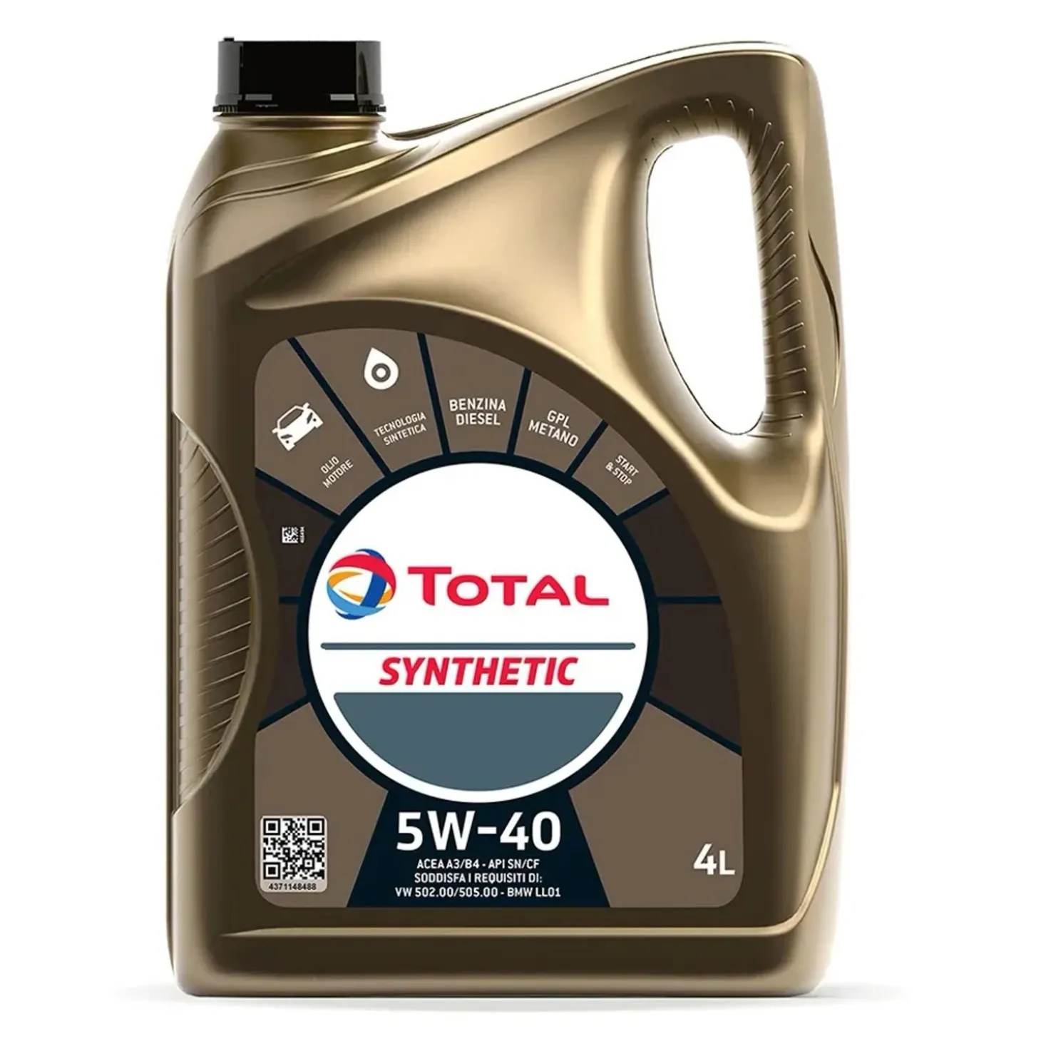 Olio auto lubrificante multigrado sintetico Total Synthetic 5W - 40 4 l