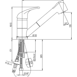 Paini miscelatore lavello canna bassa doccetta estraibile Dream granito chiaro