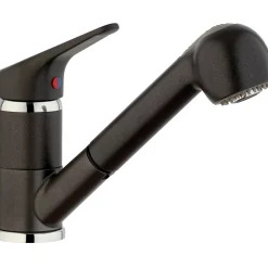 Paini miscelatore lavello canna bassa doccetta estraibile Dream granito scuro