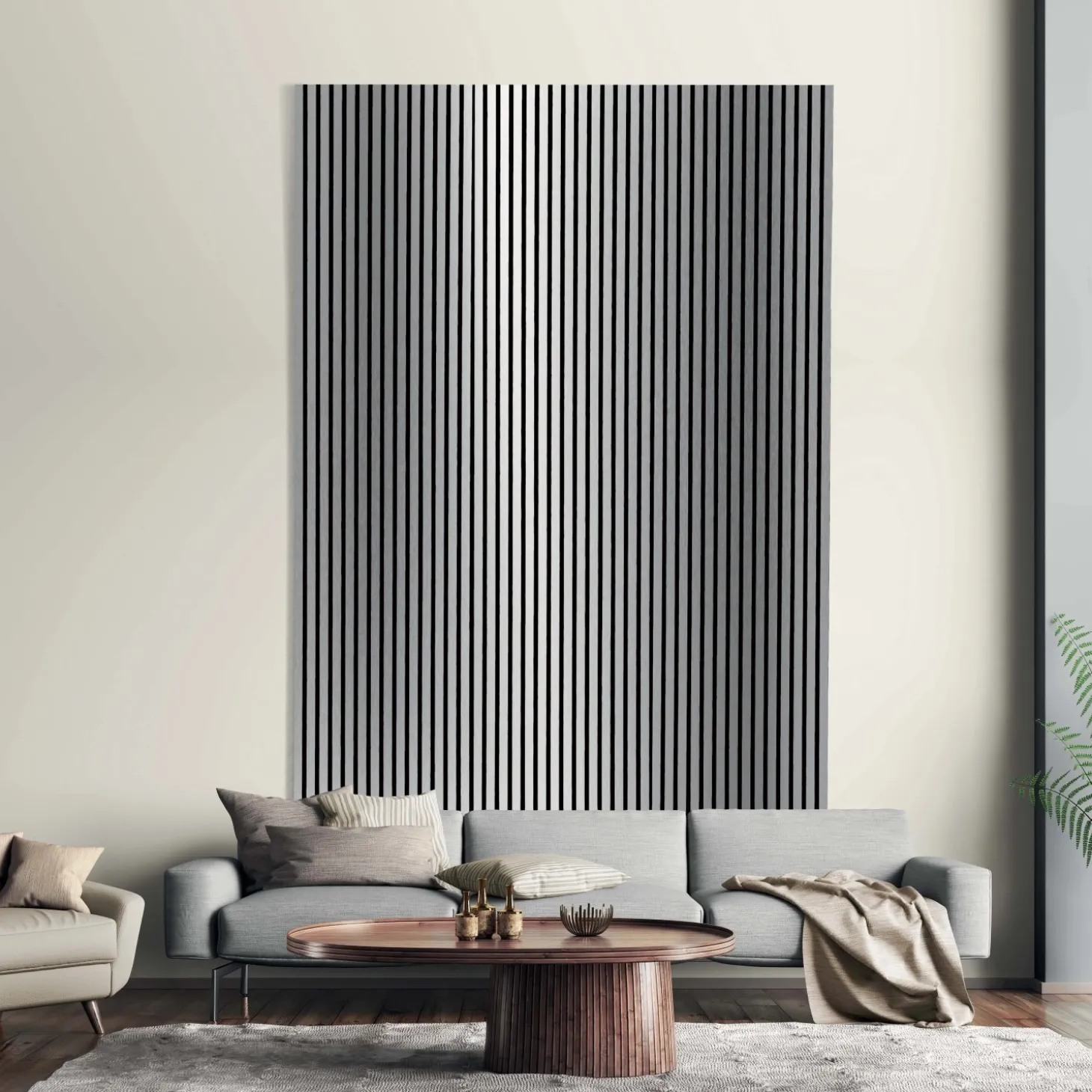 Pannello fonoassorbente decorativo argento 240x57,2 cm sp 20 mm