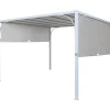 Pergola in acciaio Tilcara con tetto scorrevole L298xP298xH210 cm beige