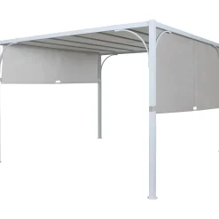 Pergola in acciaio Tilcara con tetto scorrevole L298xP298xH210 cm beige