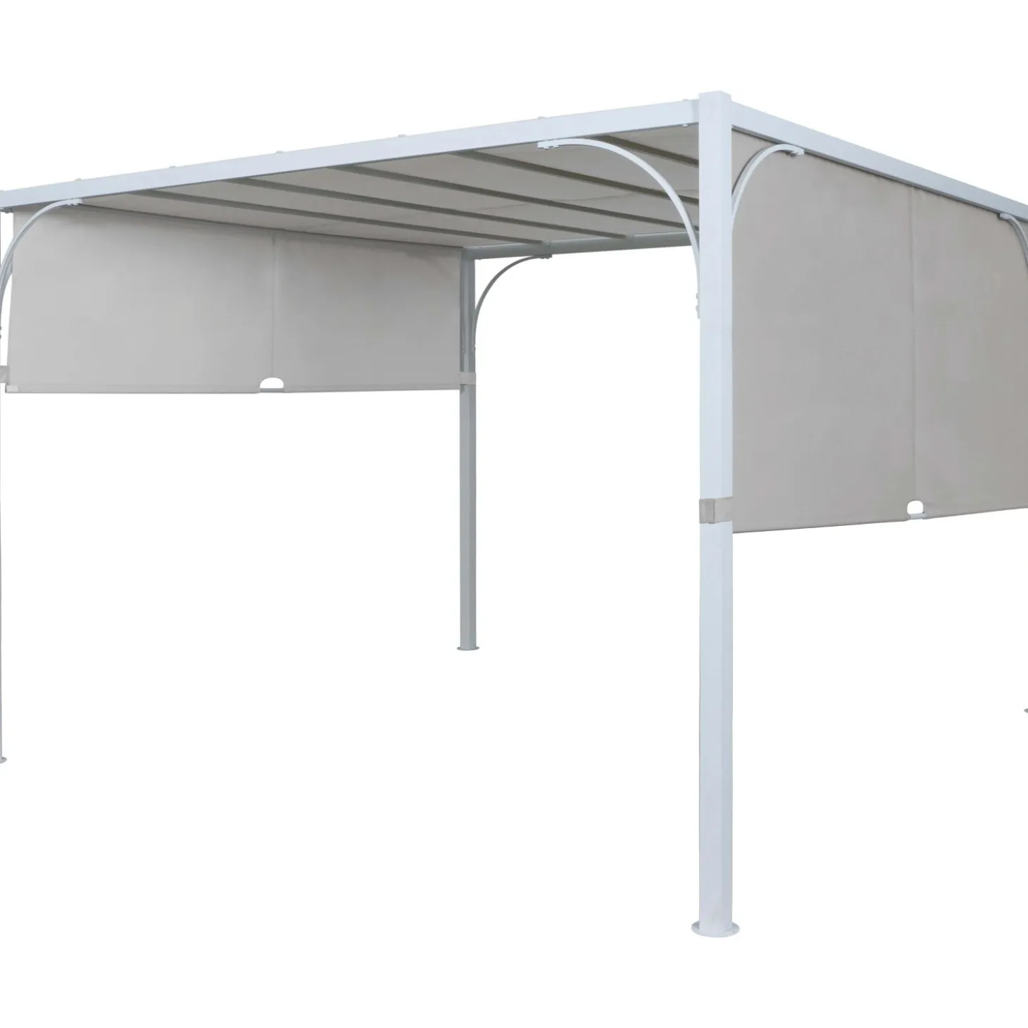 Pergola in acciaio Tilcara con tetto scorrevole L298xP298xH210 cm beige