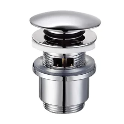 Piletta click clack tonda bassa in ottone con troppo pieno 1"1/4