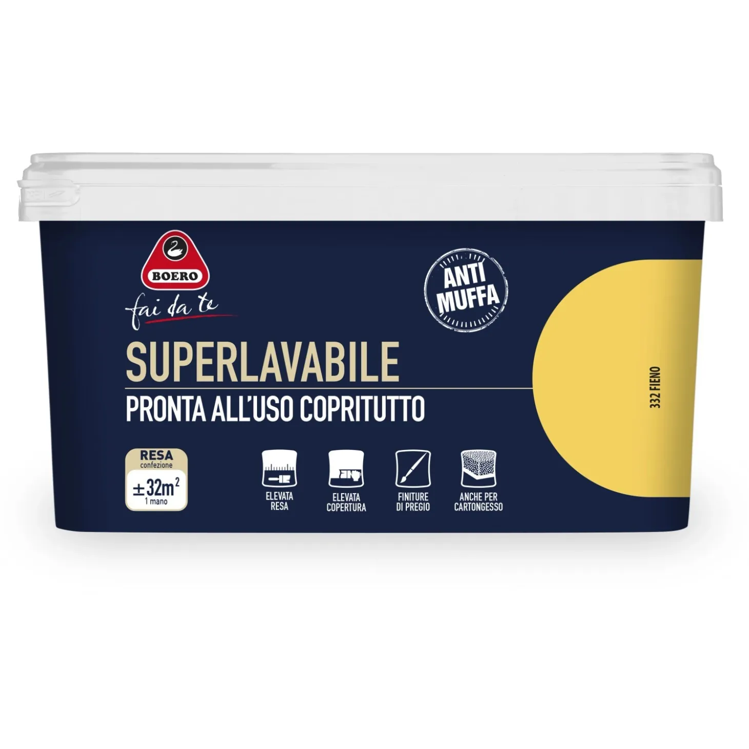 Pittura per interni antimuffa Boero Superlavabile fieno 2,5 l