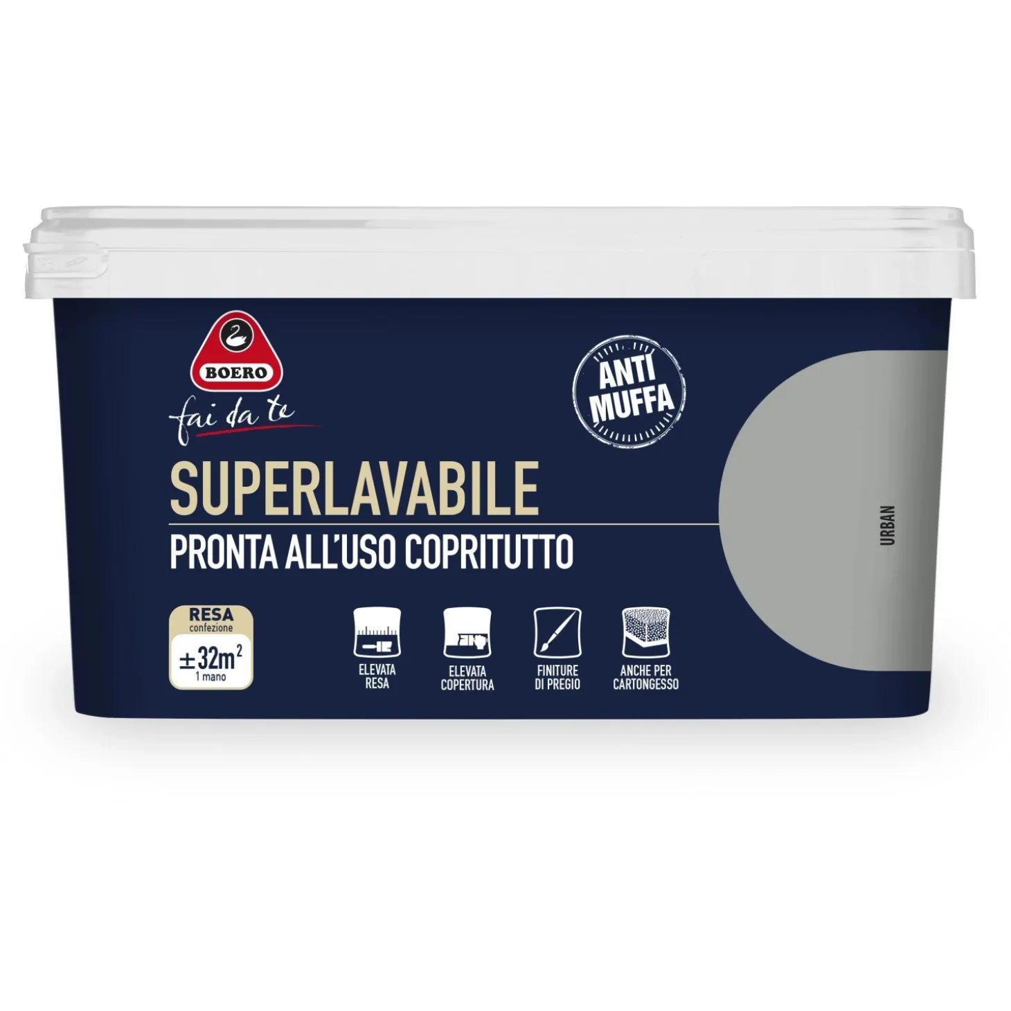 Pittura per interni antimuffa Boero Superlavabile urban 2,5 l