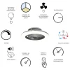 Plafoniera LED Alisio Mini 70W ventilatore motore DC 30W luce regolabile argento