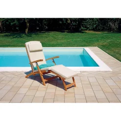 Poltrona da esterno Steamer in teak 58x163x94/100