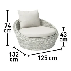 Poltrona da esterno Taldora in alluminio e rattan grigio 125x132x74cm