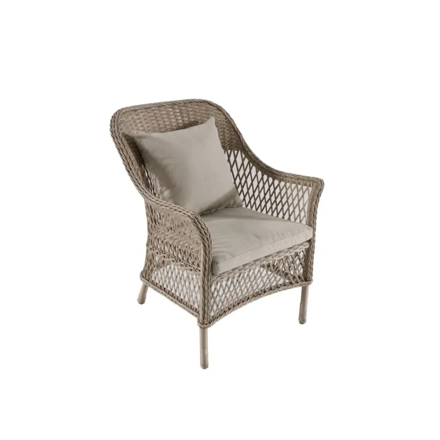 Poltrona da esterno Wicker in rattan con cuscino Roslyn 64x65x87 cm