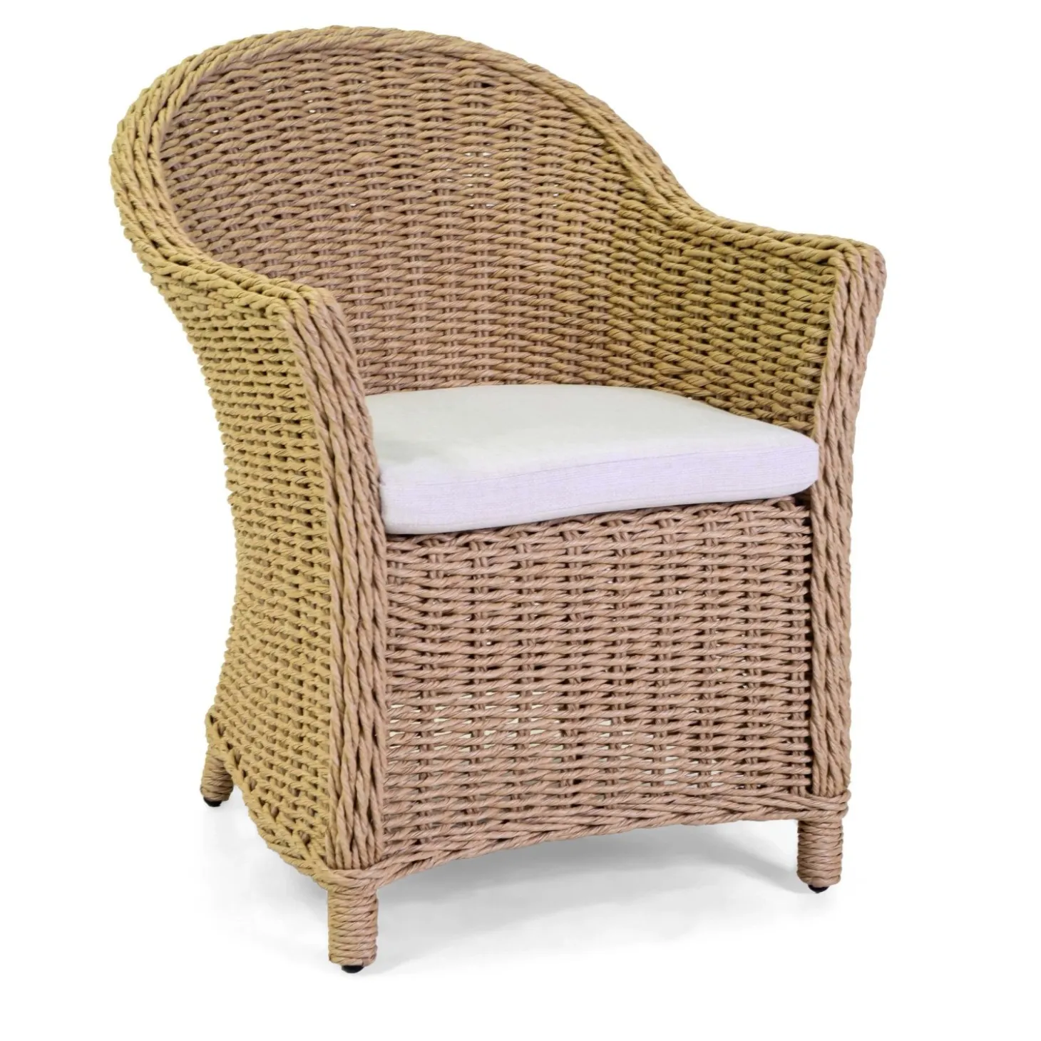 Poltrona da giardino con cuscino Oakland polyrattan naturale