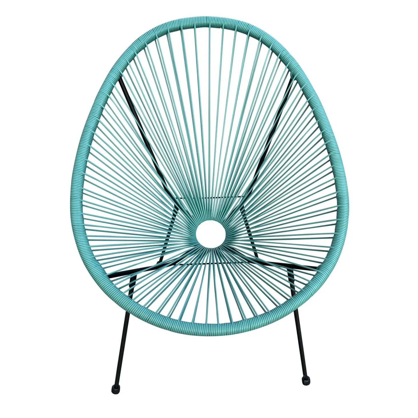 Poltrona da giardino in rattan sintetico e acciaio turchese
