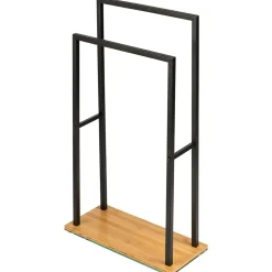 Porta asciugamani con 2 barre Bambusa nero 80 cm