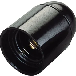 Portalampada E27 corpo liscio nero
